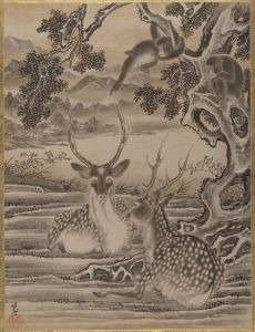Deer and Monkeys by Kawanabe Kyosai