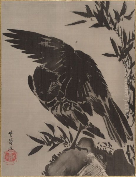 Crow on a Rock - view 1
