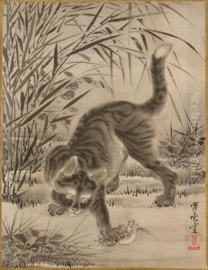 Cat Catching a Frog by Kawanabe Kyosai