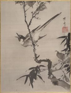 Singing Bird on a Branch by Kawanabe Kyosai
