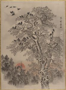 Flock of Crows at Dawn by Kawanabe Kyosai