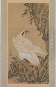 White Eagle Eyeing a Mountain Lion by Kawanabe Kyosai