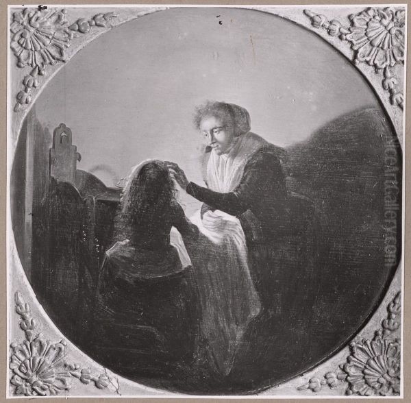 Mother taking care of a child in an interior - view 1