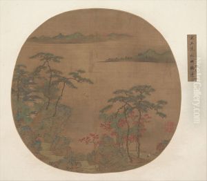 Landscape with Pavilions and Cranes by Wang Shen