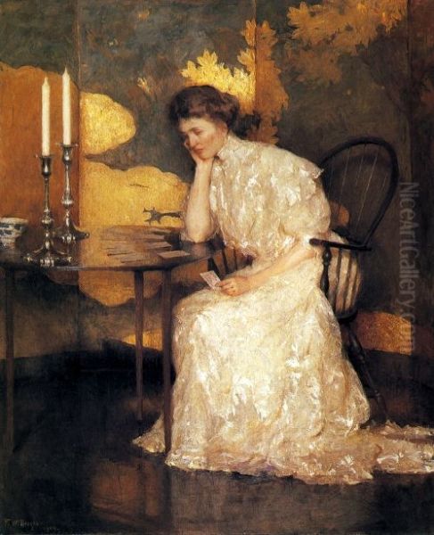 Girl Playing Solitaire - view 1