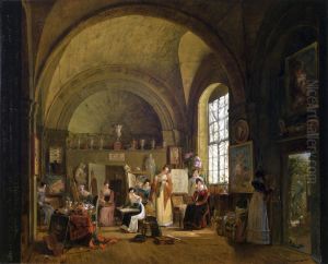 Replica of 'Interior of the Studio of Van Dael and his students at the Sorbonne' by Philippe-Jacques van Bree