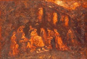 Ladies in Garden by Adolphe Joseph Thomas Monticelli