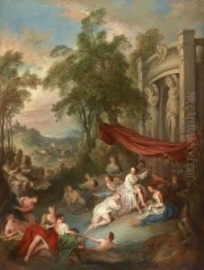 Female Bathers near a Fountain (Nymphs Bathing in a Pool) by Jean-Baptiste Pater