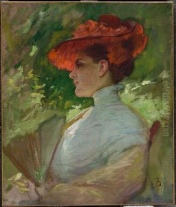 Lady with a Red Hat (Portrait of Maggie Wilson) by Frank Duveneck