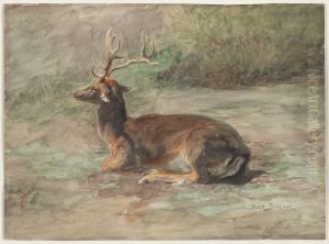 Cerf couche by Rosa Bonheur