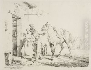 A Hussar Embracing a Servant by Horace Vernet