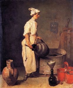 The cellar boy / A cellar boy cleaning a large jug by Jean-Baptiste-Simeon Chardin