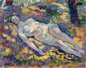 Dormeuse nue dans la clairiere by Henri-Edmond Cross