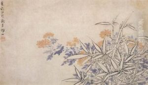 Bamboo And Flowers by Zhang Chong