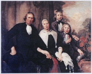 Family portrait of Floris Cornelisz. de Lange (1634-1714), Trijntje Jans (?-1713) and their children by Jan De Bray