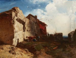 Bauernhof auf einer Felsenkuste by Charles Hoguet
