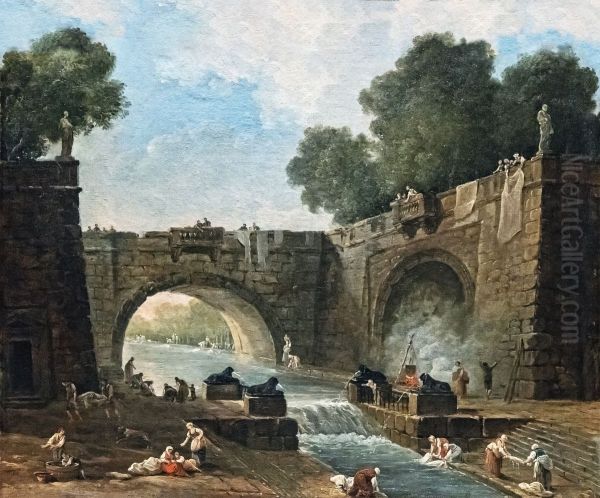 Landscape with bridgeFrancais:Paysage au pontItaliano:Paesaggio al ponte - view 1