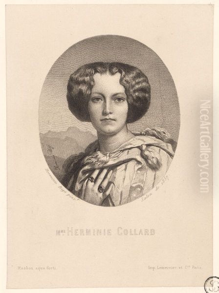 Mme Herminie Collard. Herminie Bige pinx.t Salon de 1857. Masson aquaforti - view 1