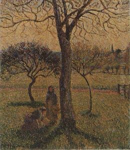 Bauerinnen bei einem Walnussbaum by Camille Pissarro