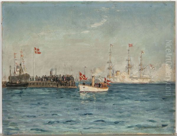 Venajan keisarin alus Koopenhaminan telakalla (fi); The Russian Emperor's Ship at Copenhagen Docks (en); Det kejserliga ryska skeppet pa redden vid Kopenhamn (sv) - view 1