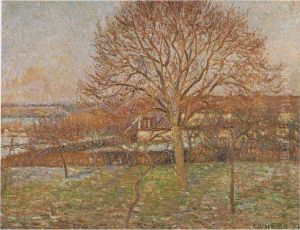 Le Grand Noyer, gelee blanche, Eragny by Camille Pissarro