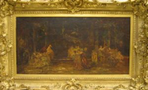 Figures in a Forest by Adolphe Joseph Thomas Monticelli