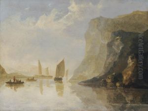 River landscape with boats by Aelbert Cuyp