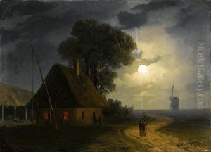 Farm House and Windmill by moonlight by Ivan Aivazovsky