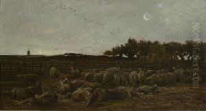 Sheepfold at daybreak by Charles-Francois Daubigny