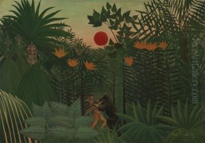 American Indian Struggling with a Gorilla by Henri Julien Rousseau
