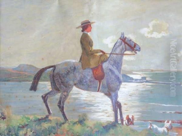 Saint Jean De Luz Pointe De Sainte Barbe : Jacqueline Fille Du Peintre, Sur Son Cheval Pommele - view 1