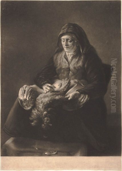 Woman plucking a fowl - view 1