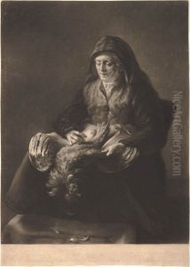 Woman plucking a fowl