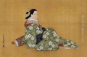 Beauty Leaning On Armrest by Miyagawa Choshun