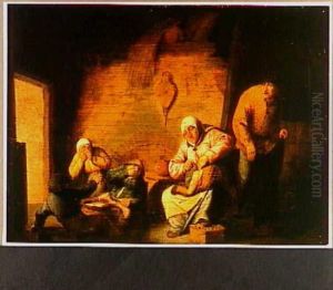 The sense of Smell, one of the five senses by Adriaen van Ostade