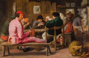 Merry Peasants in an Inn by Adriaen Brouwer