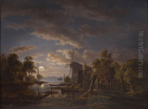 River and Mill in the Moon Light River and Mill in the Moon Light