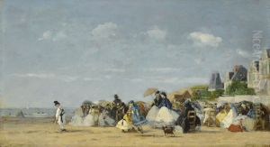 Beach at Trouville by Eugene Louis Boudin