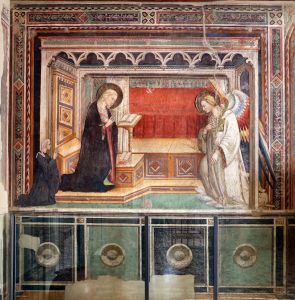 Annunciation with Donors and Saints by Bicci di Lorenzo by Lorenzo di Bicci