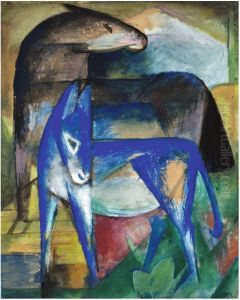 Two Blue Donkeys by Franz Marc