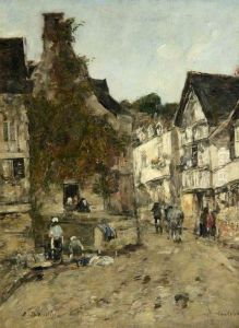 A Street in Caudebec-en-Caux by Eugene Louis Boudin