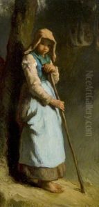 A Shepherdess by Jean-Francois Millet