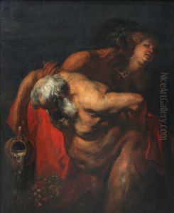 Silene ivre soutenu par un faune et une bacchante by Sir Anthony Van Dyck