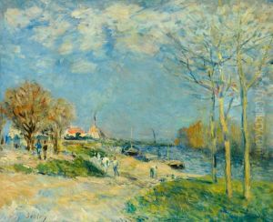 The Banks of the River Seine around Louveciennes, France by Alfred Sisley