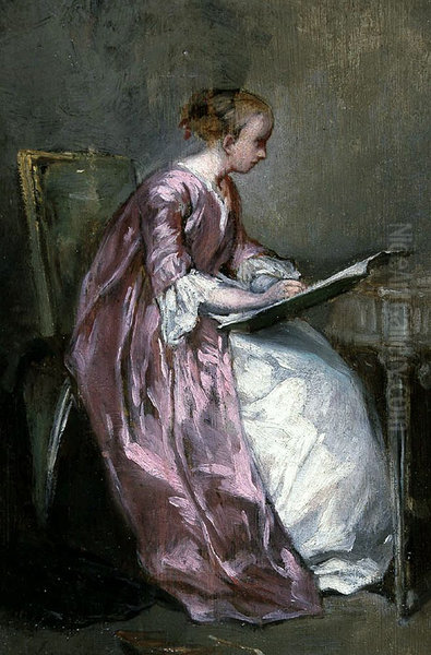 A Young Girl Drawing - view 1