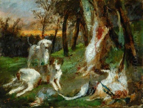 Wooded Landscape with Dogs and Dead Game - view 1