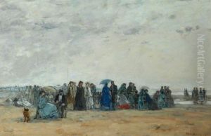 Beach Scene at Low Tide by Eugene Louis Boudin