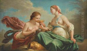 Two Nymphs, Allegory of the Five Senses (dessus de porte)