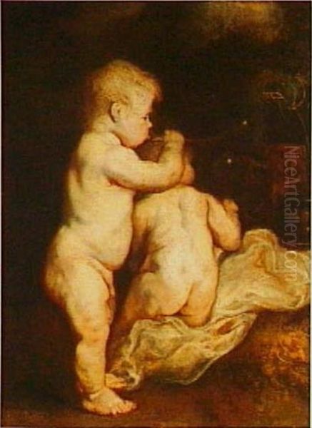 Two children blowing bubbles - view 1
