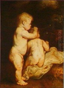 Two children blowing bubbles by Sir Anthony Van Dyck